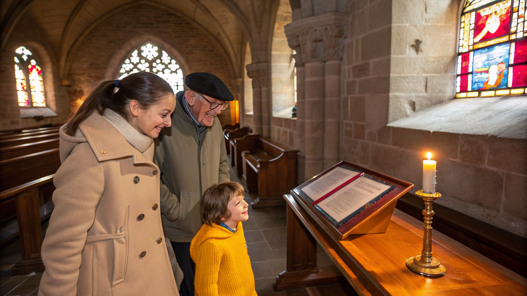 Visiteurs découvrant le patrimoine local